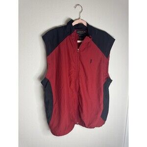 Austin Golf Men's L Red/Black Windbreaker Zip Vest Water Resistant Pockets